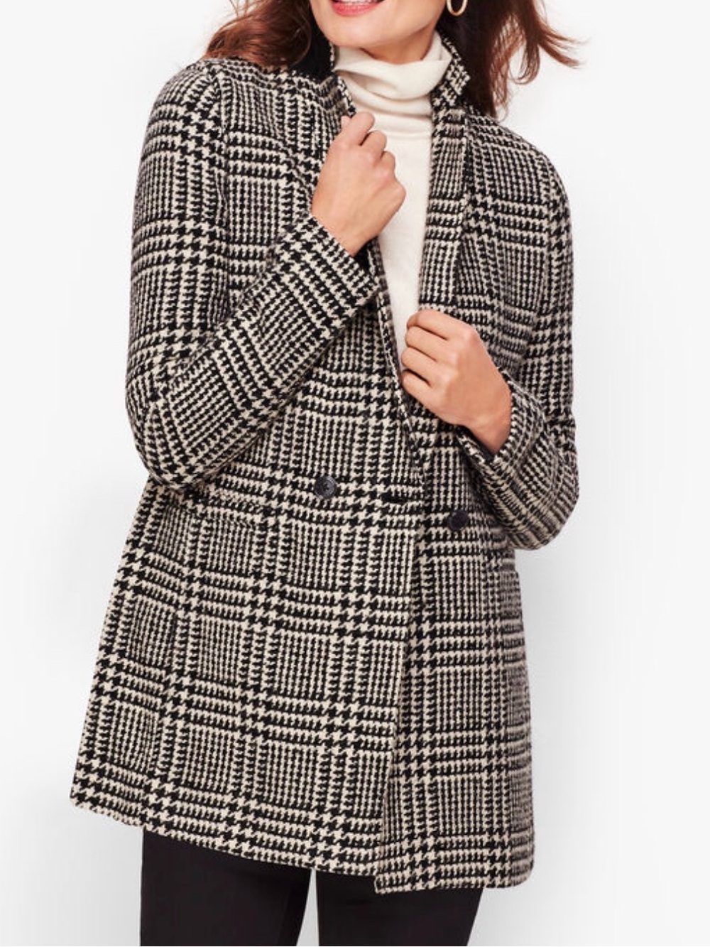 Talbots White & Black Houndstooth Boiled Wool Jacket Sz 2 Womens